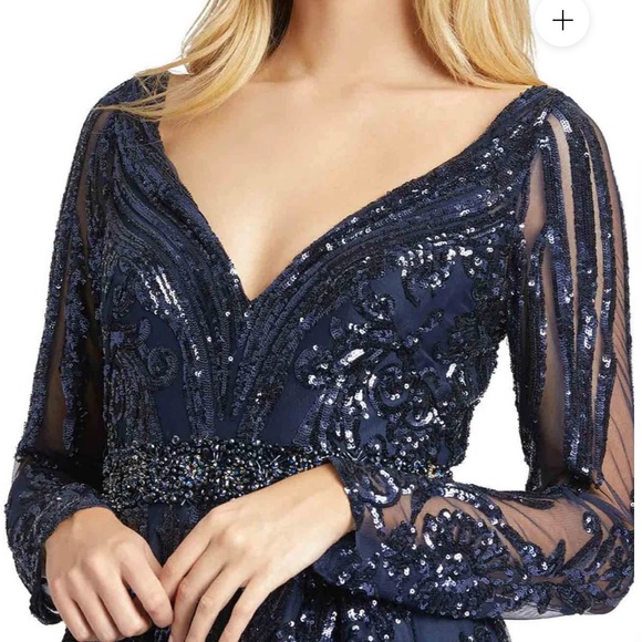 Mac Duggal Blue Formal Gown Dress 4 Small Floor length WORN ONCE Mother of bride - Picture 5 of 16